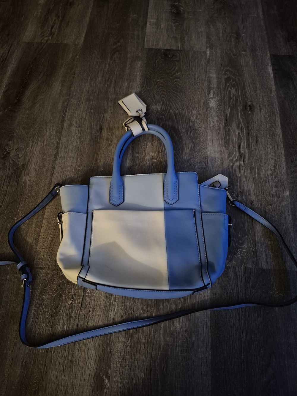 Reed Krakoff Two-Tone Blue and White Leather Satchel